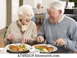 Senior Couple Enjoying Meal Together