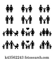 Vector gay family with children icons white Vector gay family with children icons white
