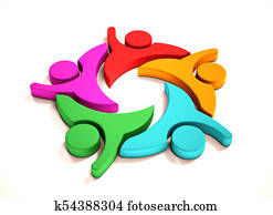 שיתוף פעולה, עסק, חמשה אנשים, group., 3d, render, דוגמה