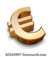 3d, rozmaznaný, euro symbol