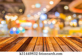 Empty wood table and Coffee shop blur background with bokeh image Empty wood table and Coffee shop blur background with bokeh image