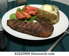 Grilled Steak dinner with utensils Grilled Steak dinner with utensils