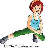 Woman Doing a Stretching Exercise, illustration