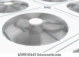 3d render of close up view on HVAC units 3d render of close up view on HVAC units