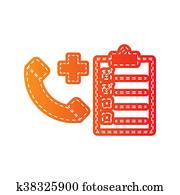 Medical consultation sign. Orange applique isolated.