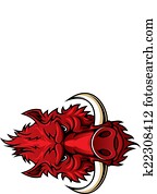 Red boar head mascot Red boar head mascot