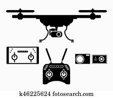 シルエット 無人機 で リモート Control イラスト K Fotosearch