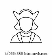 Columbus discoverer of America icon, outline style