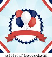 france balloons inside seal stamp of happy bastille day vector design france balloons inside seal stamp of happy bastille day vector design