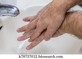 Man washing hands in basin close-up Man washing hands in basin close-up