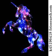 Unicorn silhouette icon logo with rainbow Unicorn silhouette icon logo with rainbow