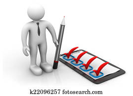 3d, איש של עסק, עם, בדוק רשימה