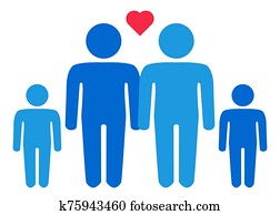 A schematic depiction of a family couple of gay men with children A schematic depiction of a family couple of gay men with children