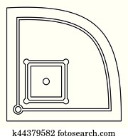American baseball field icon, outline style American baseball field icon, outline style
