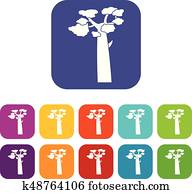 Baobab icons set flat