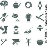 gemüsegarten, heiligenbilder, satz gemüsegarten, heiligenbilder, satz