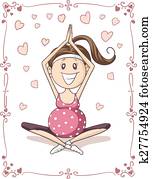 schwangeren, joga, vektor, karikatur