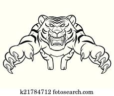 tiger attack vector clipart colourbox drawing tigers illustration silhouette preview fotosearch van running danger predator afkomstig supplier