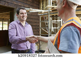 cliente, apertar mão, com, construtor