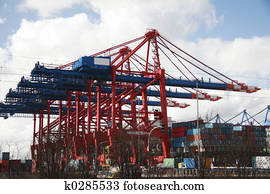 crane at landing stage - hamburg harbor, germany (A)