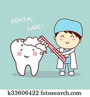 cute cartoon dentist brush tooth cute cartoon dentist brush tooth