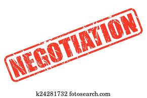 negociación, rojo, estampilla, texto