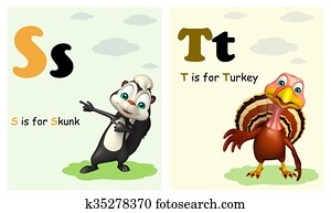 Skunk and Turkey with Alphabate Skunk and Turkey with Alphabate