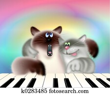 Two Cats Playing Piano Two Cats Playing Piano