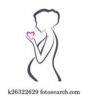 אישה בהריון, symbol,, סגנן, וקטור, רשום