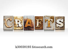 Crafts Letterpress Concept Isolated on White Crafts Letterpress Concept Isolated on White
