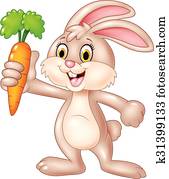 Cute bunny holding carrot isolated Cute bunny holding carrot isolated