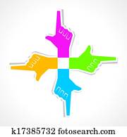 kreativ, zeigen, hand, aufkleber