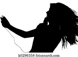 Silhouette With Clipping Path of Teen with Digital Music Player Silhouette With Clipping Path of Teen with Digital Music Player