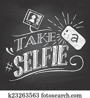 Take a selfie on blackboard Take a selfie on blackboard
