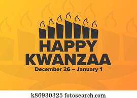 Happy Kwanzaa. December 26 until January 1. Holiday concept. Template for background, banner, card, poster with text inscription. Vector EPS10 illustration.