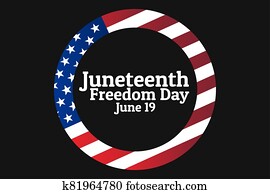 Juneteenth, Freedom Day. June 19. Holiday concept. Template for background, banner, card, poster with text inscription. Vector EPS10 illustration.