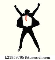 man in suit jumping vector