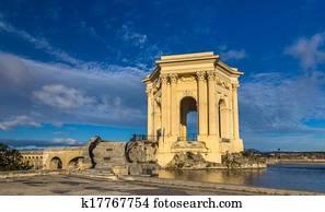 Water tower in the end of aqueduct in Montpellier, France