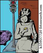 Woman using phone while crossing street