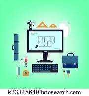 Working table of an architect 