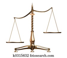 Brass scales 3D concept isolated on white