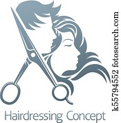 Hairdresser Hair Salon Scissors Man Woman Concept