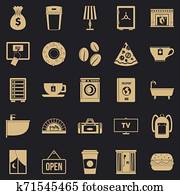 Holiday house icons set, simple style Holiday house icons set, simple style