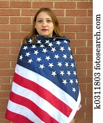 Indian woman US flag