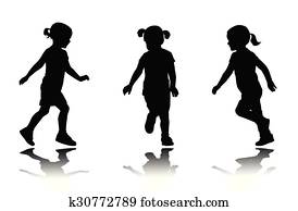 liten flicka, spring, silhouettes