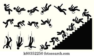 Man falling and felling down. Man falling and felling down.
