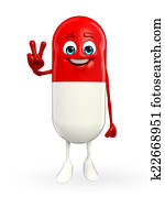 Pill Character is Victory pose Pill Character is Victory pose