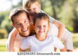 père, jouer, à, sien, enfants