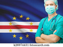Surgeon with national flag on background series - Cape Verde