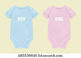 Vector Realistic Blue and Pink Blank Baby Bodysuit ...
